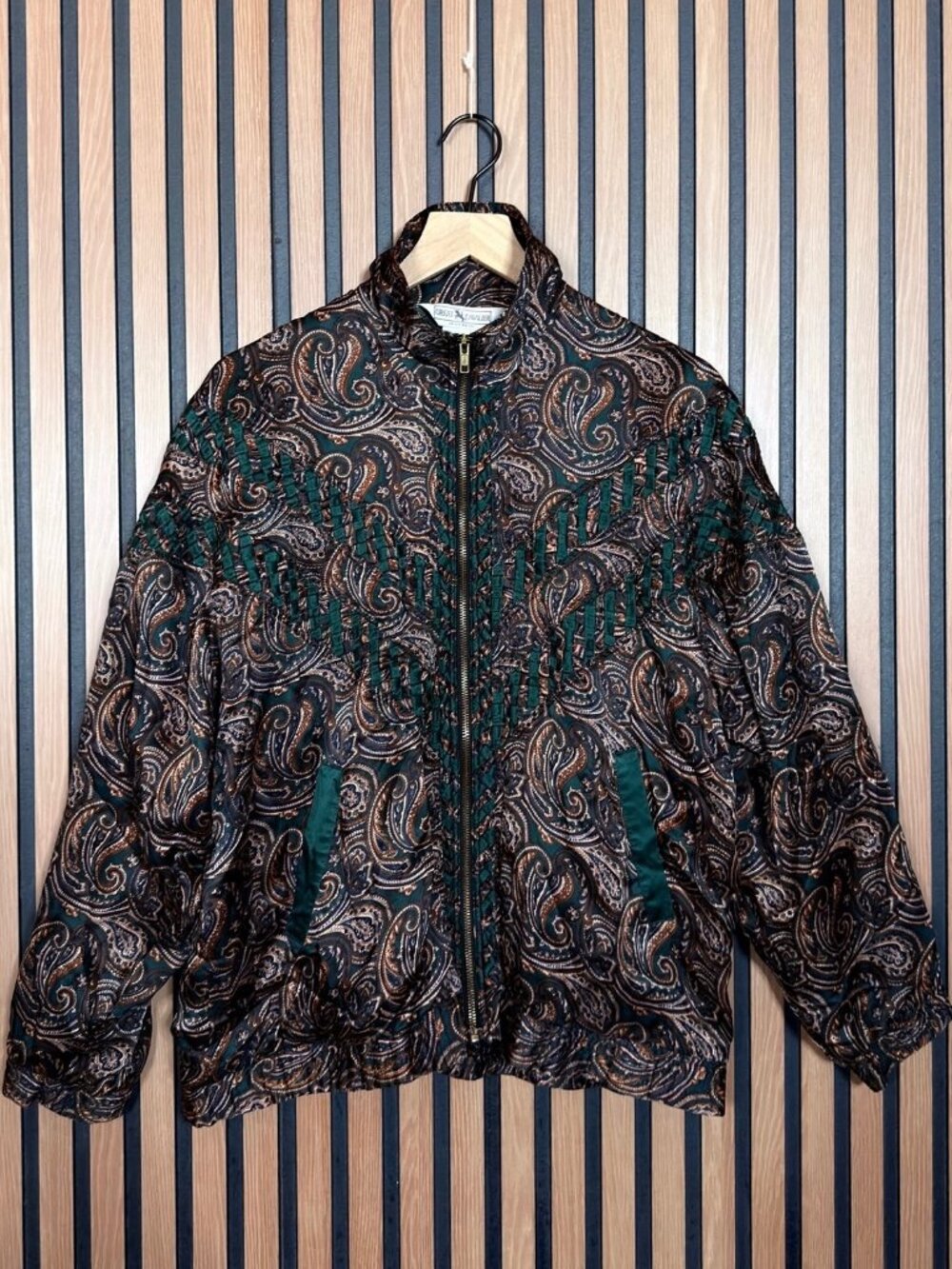 Great Cavalier St Paul Bomber Jacket Meduim Womens Brown Vintage 100% Silk